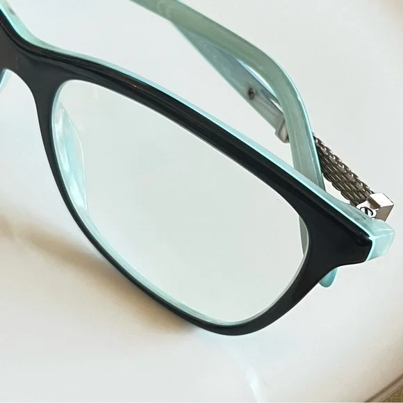 TIFFANY & CO BLACK ON TIFFANY BLUE STRIPED Prescription Glasses Frames 8193 - Picture 4 of 16